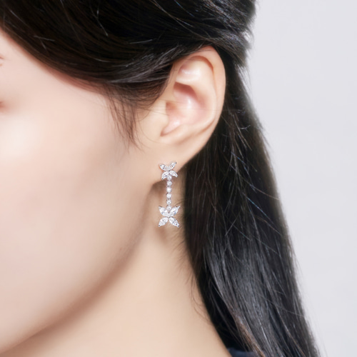 미엔느 빅토리 플라워 큐빅 드롭 귀걸이 : 미엔느쥬얼리
