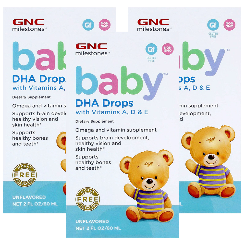 GNC 베이비 DHA 드롭 위드 비타민 A D E 60ml 3개 (총3개) : 나로통상