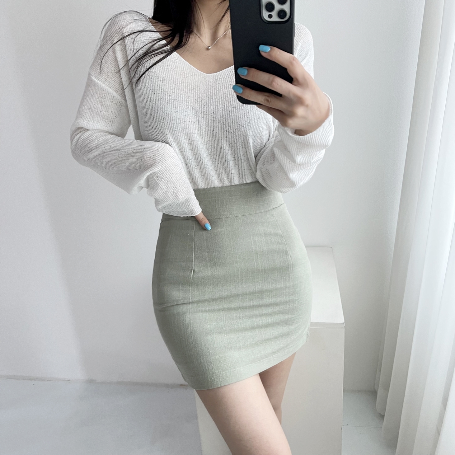 여성 여름 린넨 루즈핏 브이넥 얇은 시스루 니트 5컬러 : 글램핏 GLAMFIT