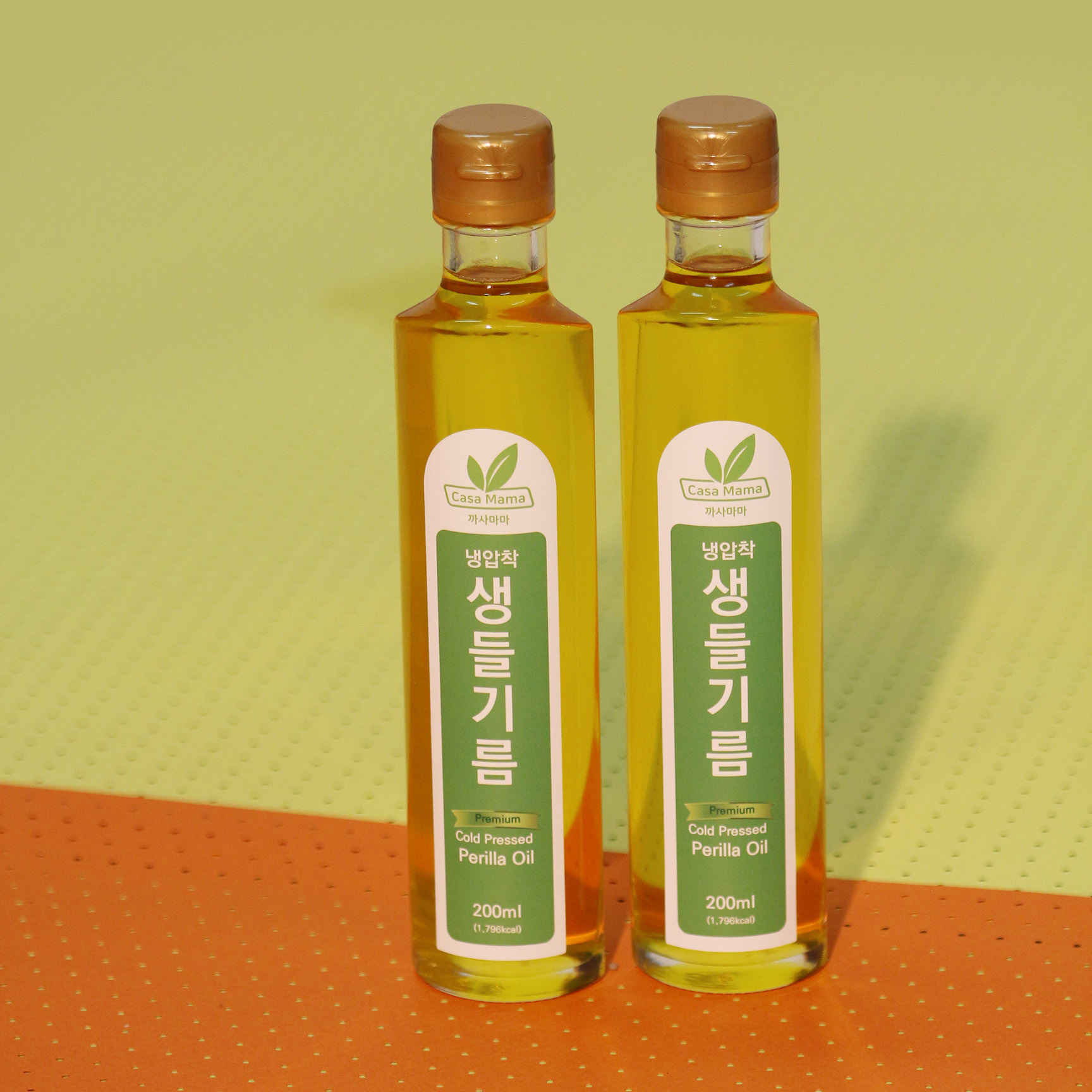 [까사마마 들기름] 국산 비정제 냉압착 생들기름 200ml(2병 1세트) : 까사마마