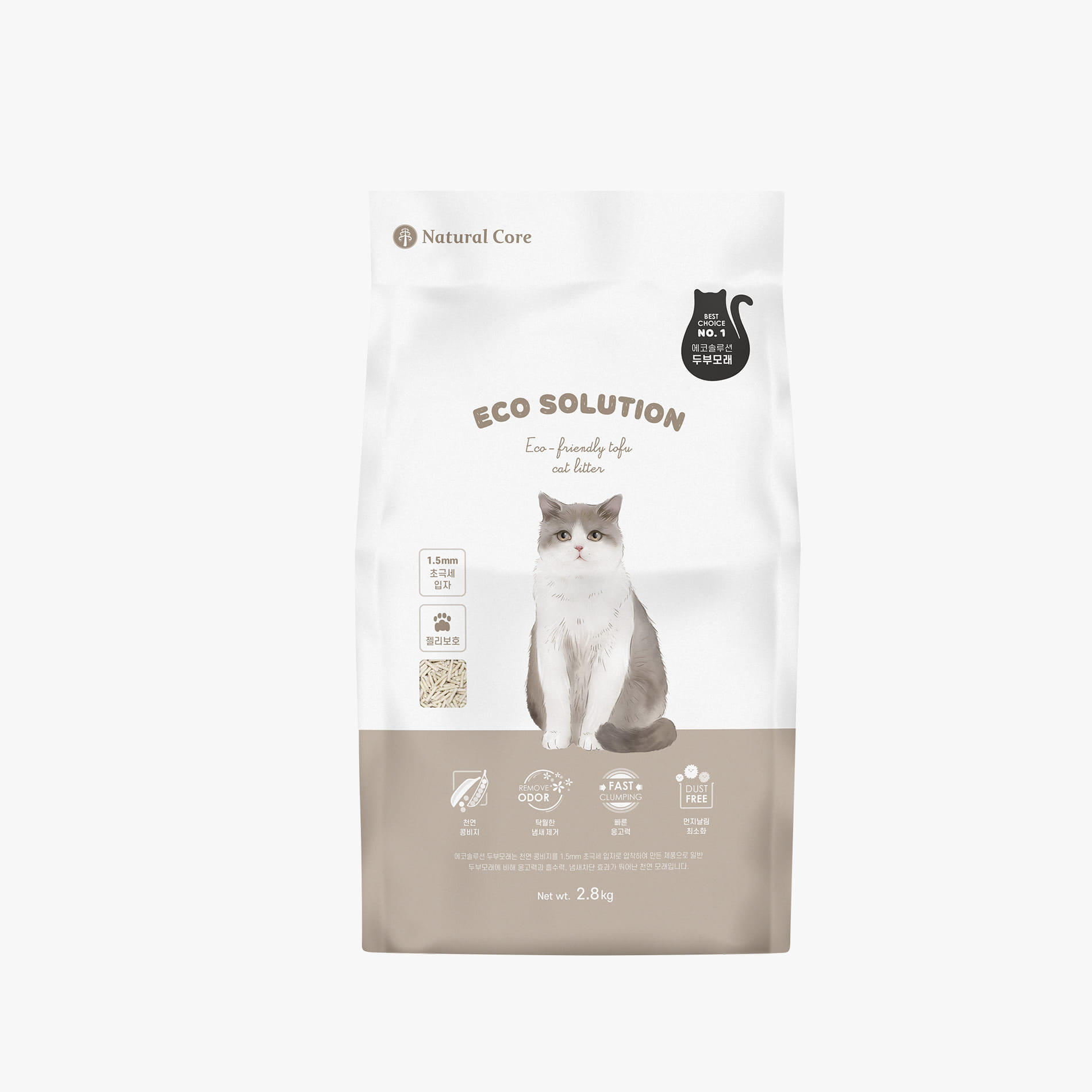 네츄럴코어 에코솔루션 두부모래 초극세입자 2.8kg 6개 : 위아펫