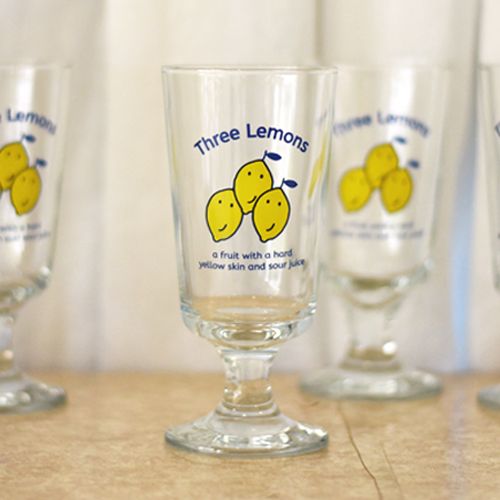 [솜키스트] Three Lemons 고블렛잔 280ml 자체제작 레트로 홈카페 유리컵 맥주잔 : 솜키스트