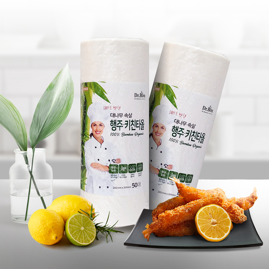빨아쓰는 100%대나무원단 위생행주 50매 주방 행주 키친타올 닥터비비앤 1롤 : 빠른배송 단디몰