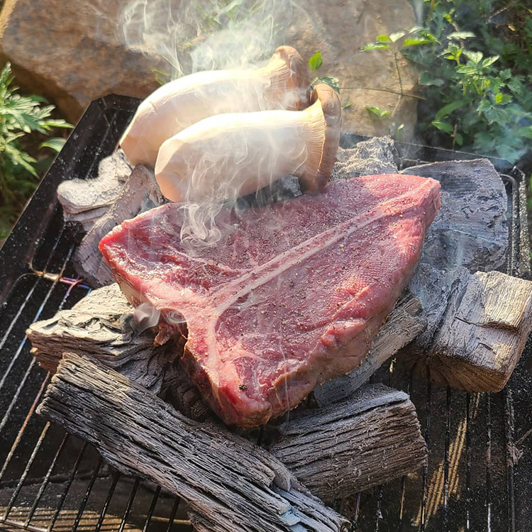 국내산 티본 고인돌 소고기 스테이크 1kg 두께5cm 냉장 육우 안심 채끝 바른미트 : 바른미트
