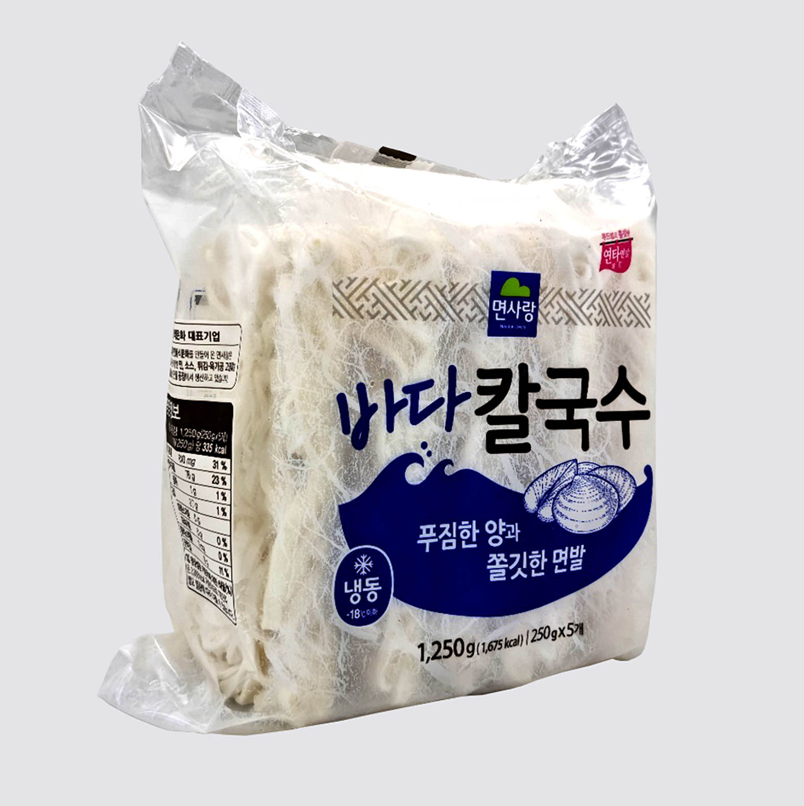 면사랑 바다칼국수 250gx5개(1,250g) × 12봉 / 냉동면 칼국수면 : 융진식품관