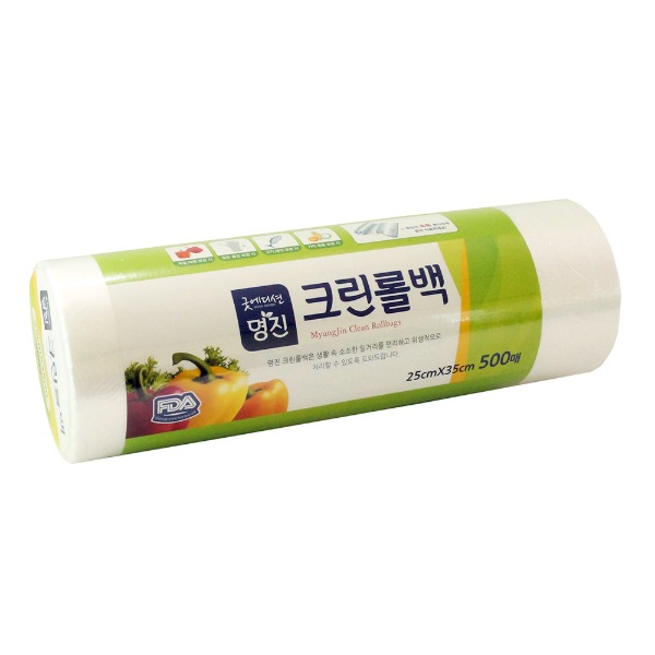 명진 크린 위생 롤백 25x35cm 중 500매 일회용 위생백 : 아시미나