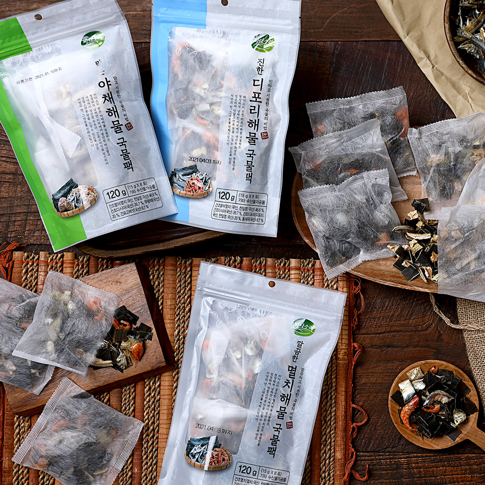바다소리 천연 해물국물팩 120g 디포리 멸치 야채 육수 1+1 : 선해수산 바다소리
