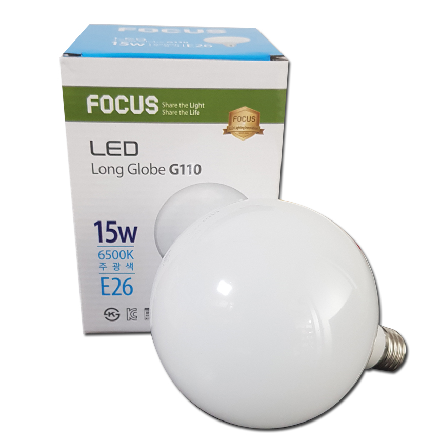 포커스 LED 볼전구 롱볼구 글로브램프 G110 15W 식당 카페조명 인테리어 전구 신광 : 삼성조명