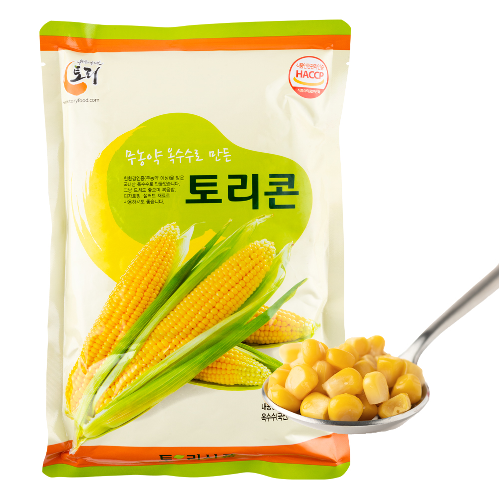 [토리식품 정식판매점]대용량 국내산 무농약nonGMO 스위트 옥수수콘조림 1kg 토리콘 : 맘마멤버스