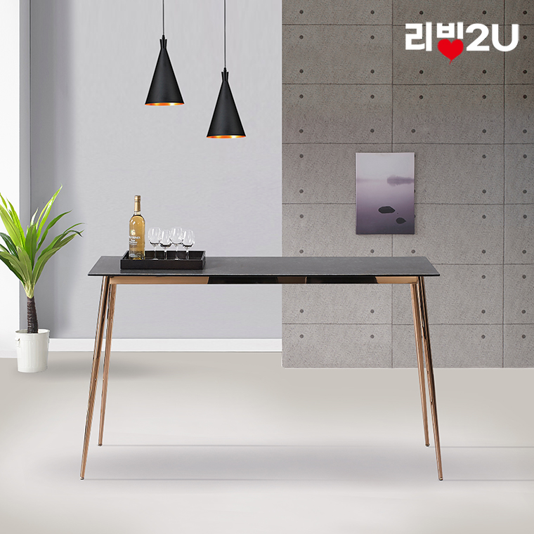 [리빙2U]세라비체 1600 차콜 바테이블 세라믹 로즈골드 프레임 : 리빙2U
