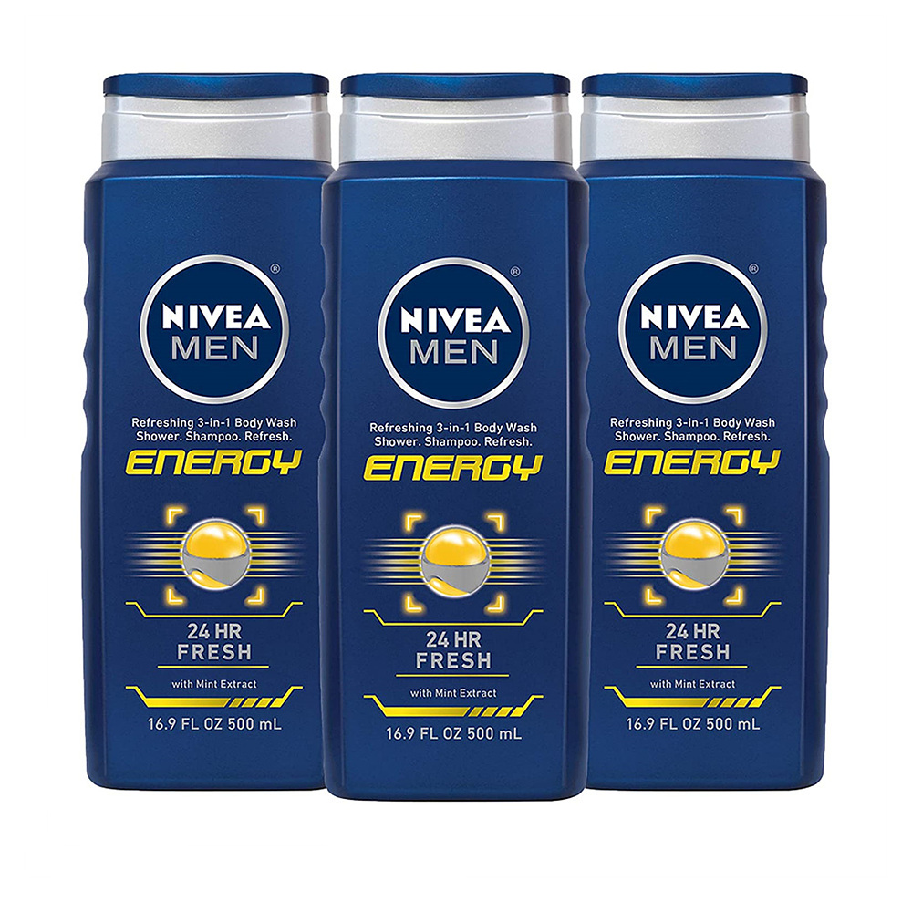 Nivea - 니베아 에너지 24시 에너지 3in1 남성용 바디워시 500ml 3팩 : 해외쇼핑하자
