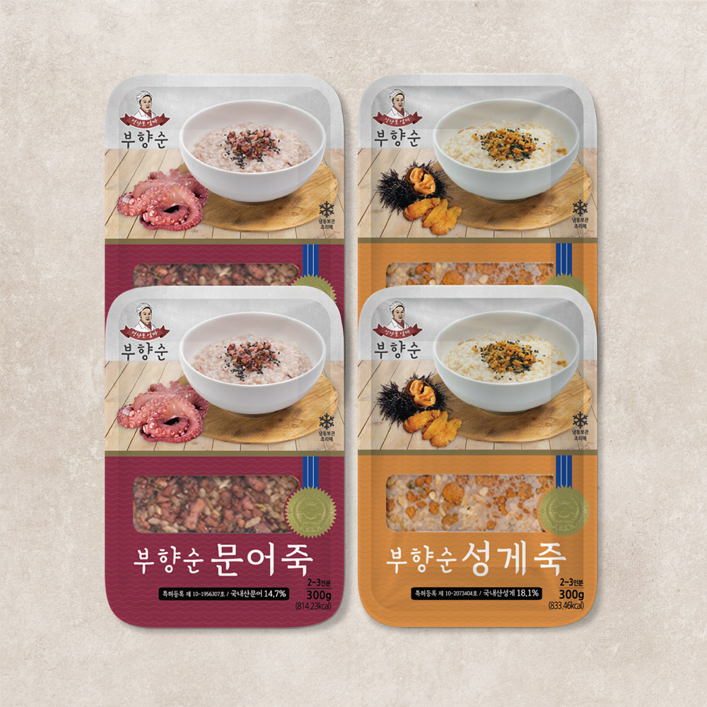 제주 부향순 죽맛집 문어죽 2팩 + 성게죽 2팩 : 바른 정원
