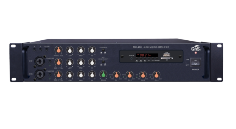 지앤에스일렉트로닉스 MC-400 회의실 강당 카페 블루투스 USB 채널당 100W 4채널 : EM정보통신