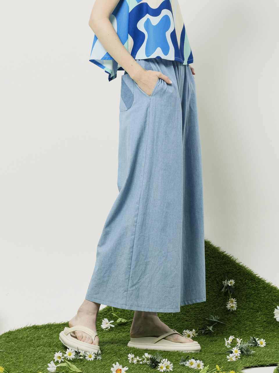 [랄모드] 스카이 데님 와이드 팬츠 /  SKY DENIM WIDE PANTS : 랄모드