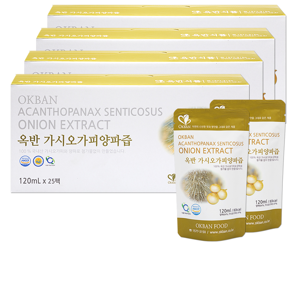 옥반식품 가시오가피양파즙 120ml 100포 : 옥반식품