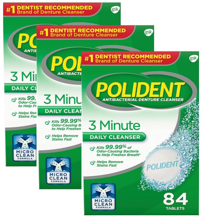 폴리덴트 틀니 세정제 3분 트리플 민트 84개 X 3팩 대용량 Polident 3 Minute Triple Mint Antibacterial Denture Cleanser : 미국오빠