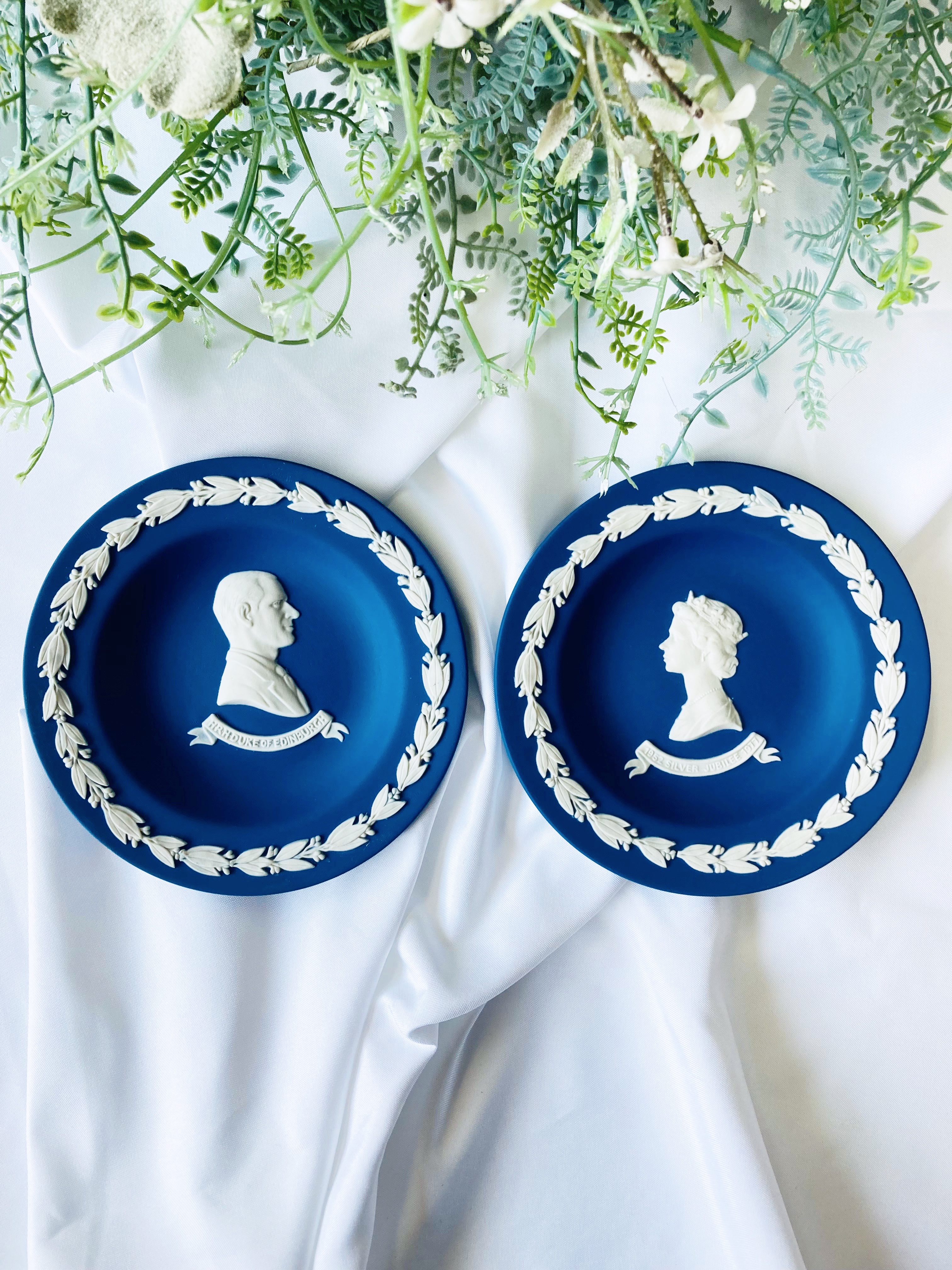 [빈티지] 웨지우드 제스퍼웨어 다크블루 엘리자베스 핀 디쉬 set  Wedgwood Jasperware : 올딩