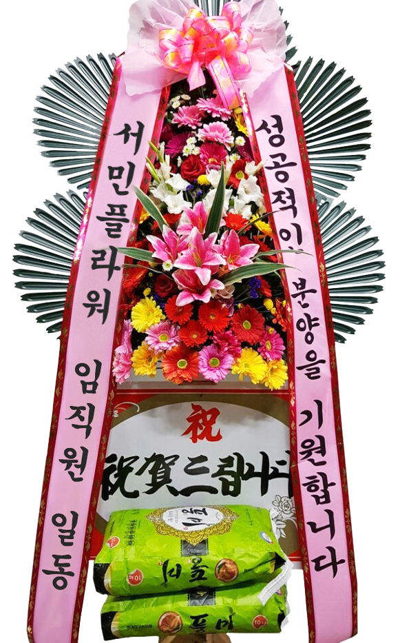 축하쌀화환(꽃장식)20Kg 축하화환 전국꽃배달 당일 행사 취임 개업 예식장 성당 결혼식장 서민플라워 : 서민플라워