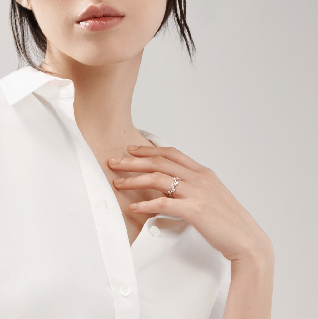티파니앤코 은반지 팔로마 피카소 올리브 리프 밴드 네로우 링 스털링 실버 : 위시니