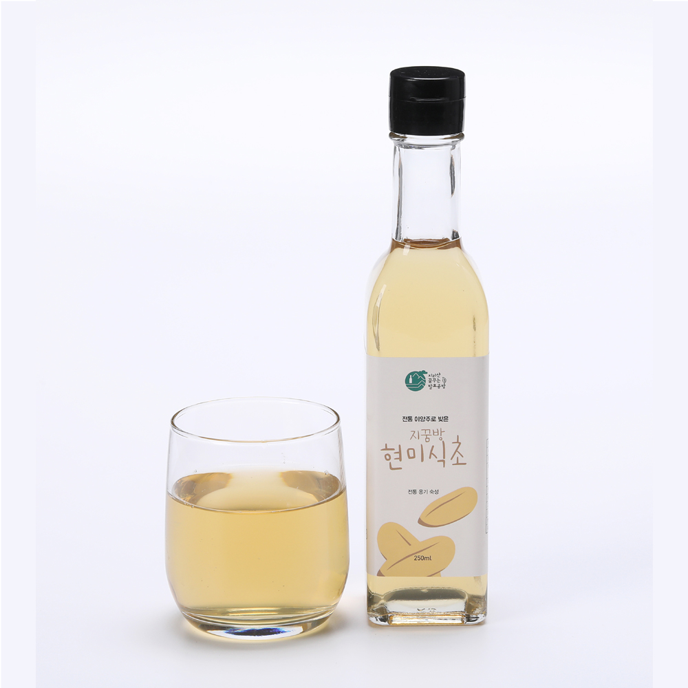 국산 현미 전통 천연발효 비살균 지꿈방 현미식초 250ml(원액) : 지리산꿈꾸는발효공방