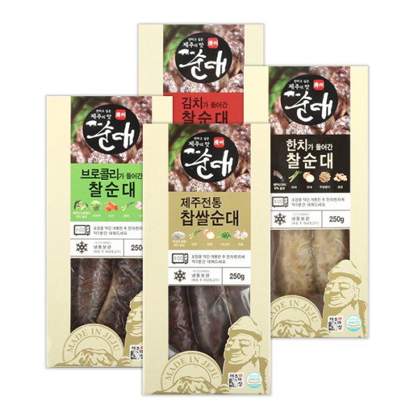 탐모라식품 제주 순대 골라담기 (찹쌀, 한치, 브로콜리, 김치) 250g : CHOISCHOICE