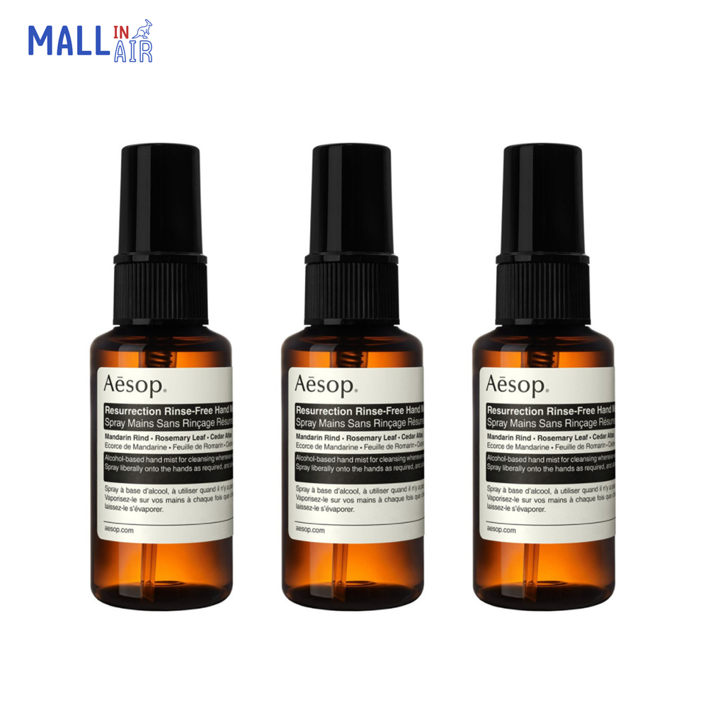 Aesop 이솝 레저렉션 린스 프리 핸드 미스트 50ml x 3개 휴대용 : 호주 몰인에어
