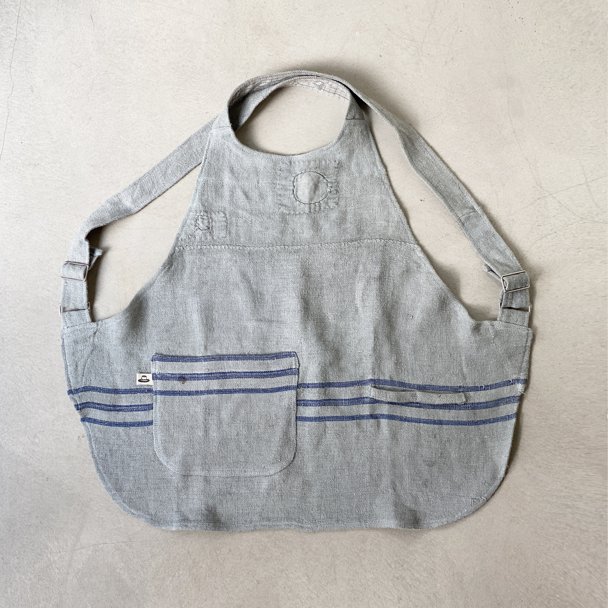 HEMP apron _ light blue stripe : 플라스틱팜
