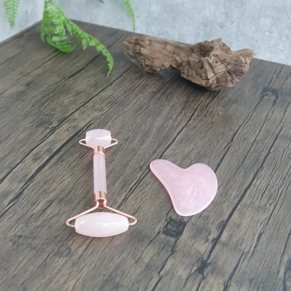 하트 디자인 괄사 롤러세트 경락 얼굴마사지 셀프미용 지압 근육풀기 종아리마사지 얼굴윤곽 : 비앤채