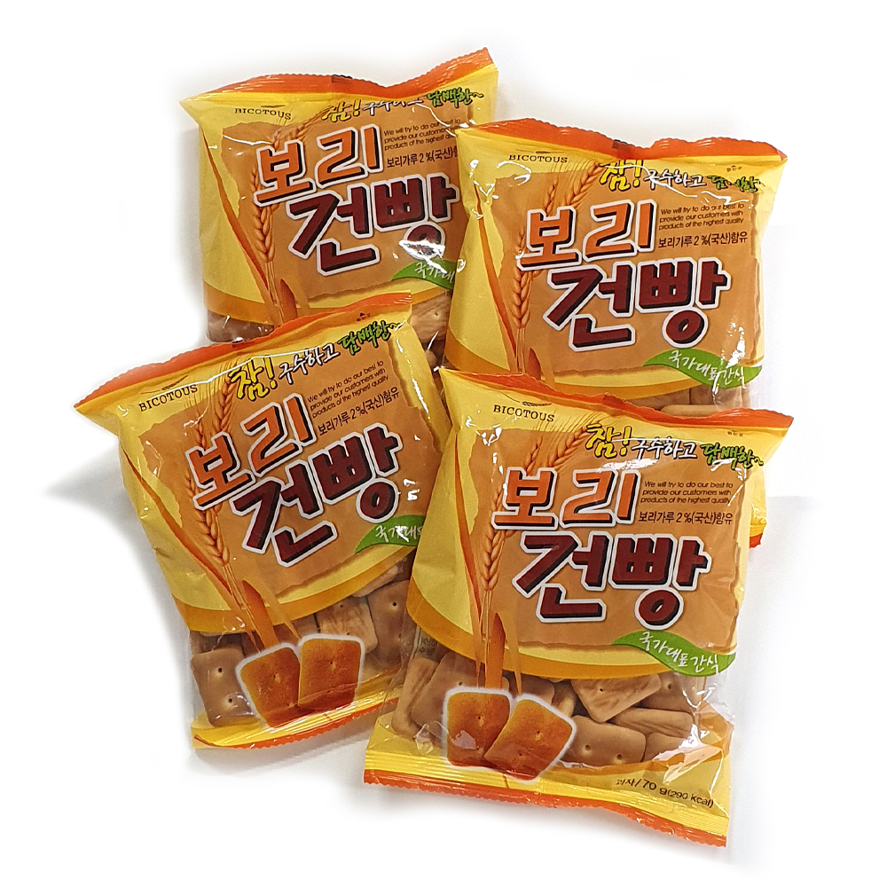 담백한 보리 건빵 70g x 30봉 / 영양 간식 사무실 다이어트 주전부리 맥주 안주 : 레오피오