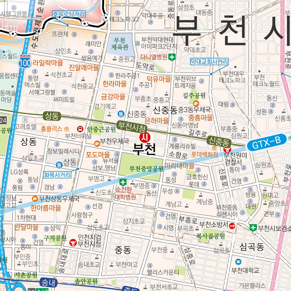 부천시지도 코팅 - 부천 지도 경기도 수도권 도로 행정 전도 : 나우맵