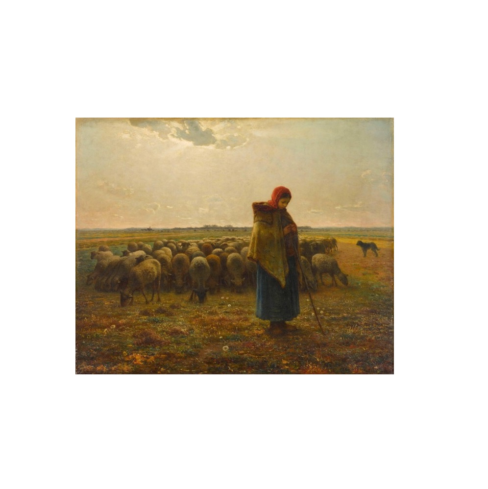 밀레 양치기소녀와 양떼들 사이즈 90x72cm 100% 수작업 모사화 유화그림 주문제작 : 예가아트