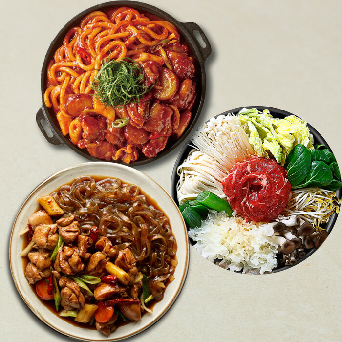 [애슐리] 당면듬뿍 매콤 안동찜닭+소고기 모둠버섯샤브+닭갈비 (총 6인분) : 애슐리 홈스토랑