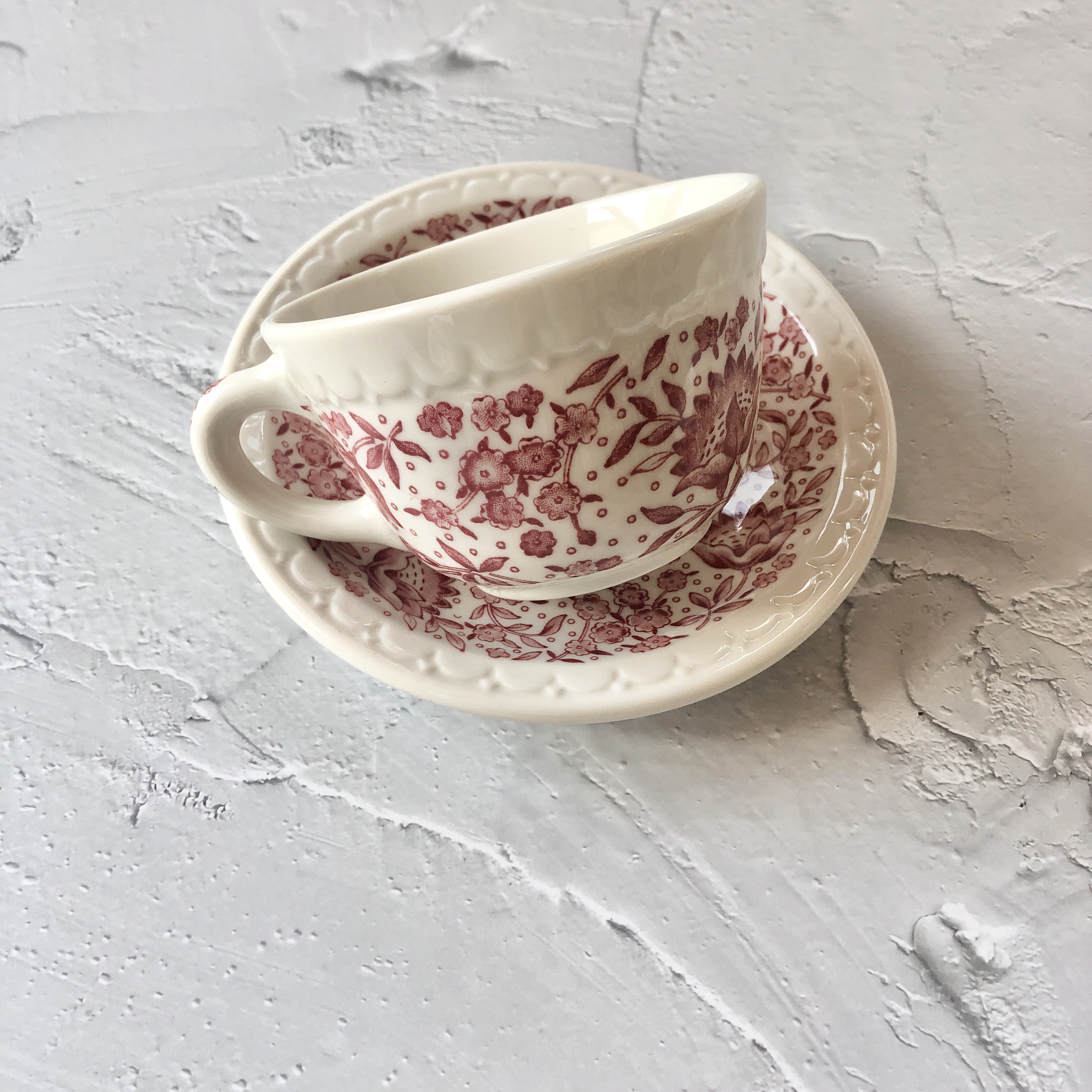 [미국빈티지]시라쿠스_록스베리 컵앤소서 커피잔 찻잔 / SYRACUSE_ Roxbury Red Cup& Saucer : 안녕앤틱