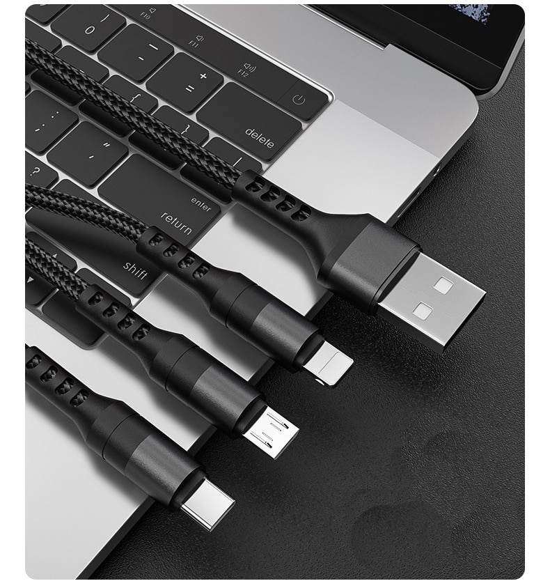 iPhone 용 3in1 데이터 USB 케이블 Android 전화 유형 c 용 고속 충전기 충전 케이블 xiaomi huawei ipad 용 삼성 충전기 와이어  150... 