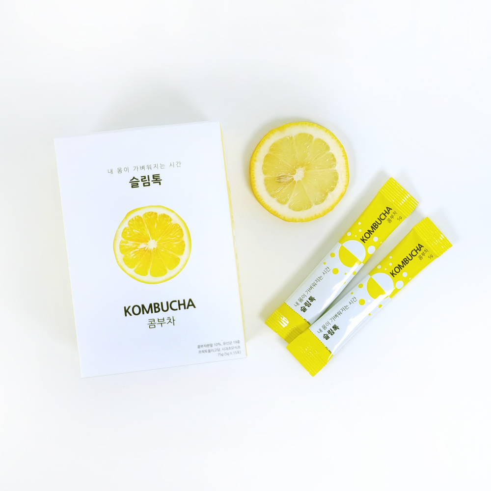 슬림톡 콤부차 레몬 5g x 15포 유산균 사과초모식초 애플사이다비니거 효능 분말 꼼부차 : 에덴필드