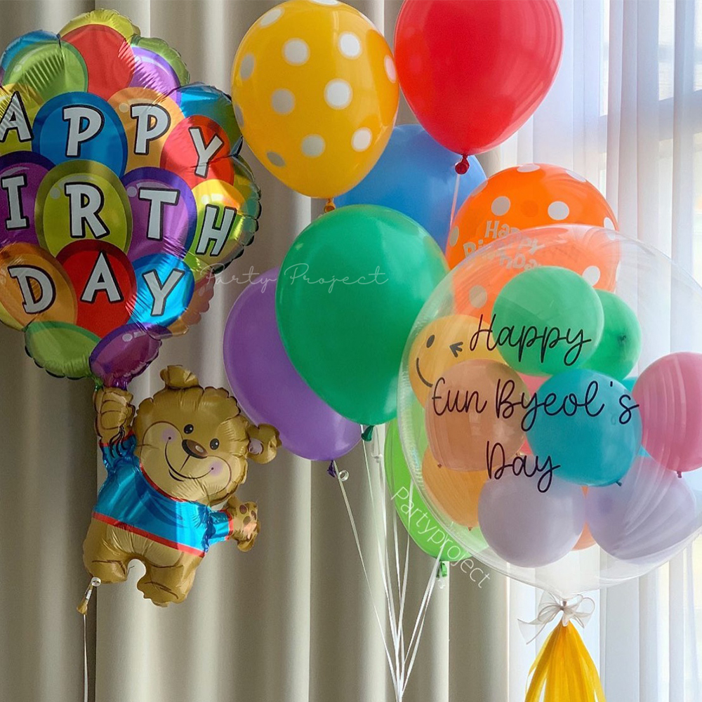 레인보우 무지개도트 생일풍선 세트 63번 : 파티프로젝트1659
