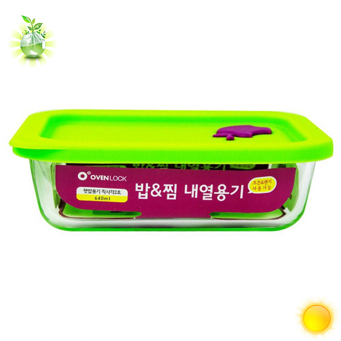 640ml 오븐락 내열 용기 전자렌지 용 밥 추천 리빙 주방 찜 밥 밀폐 직사각 부엌 전자 레인지 음식 물 컨테이너 요기 : 토도비엔todobien