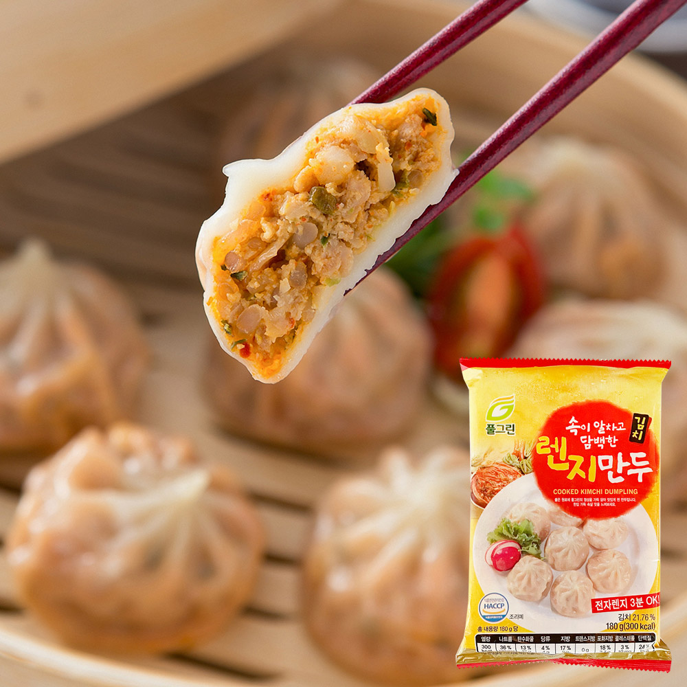 풀그린 간편조리 김치찐만두 렌지 6구 180g : 냉동식품
