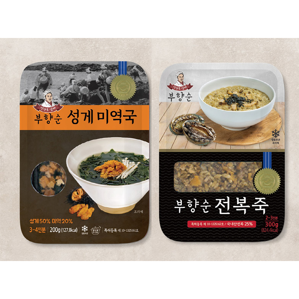 제주 부향순 건강밥상 성게미역국 200g X 2팩 + 전복죽 300g X 2팩 : 바른 정원