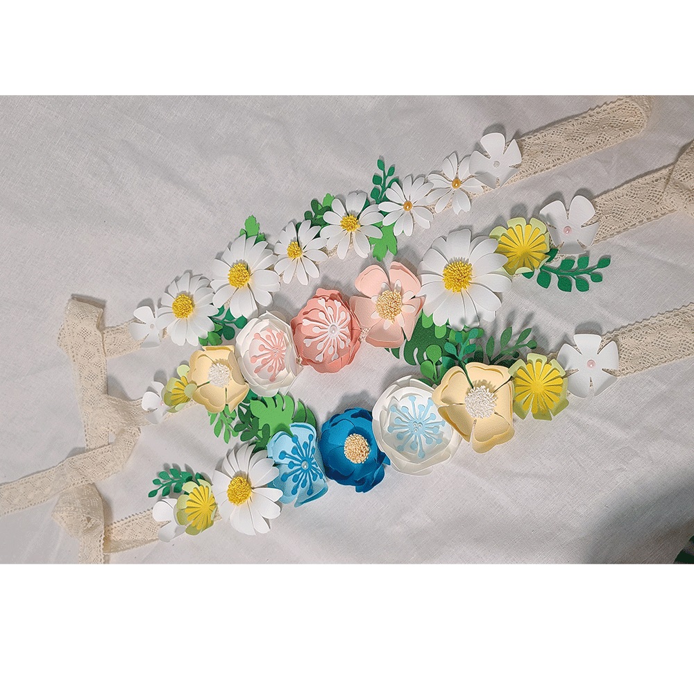 무지개상점 종이화관 종이꽃  플라워 페이퍼  백일 첫돌 생일 파티 50일 셀프 사진 촬영 : 무지개상점 in 제주