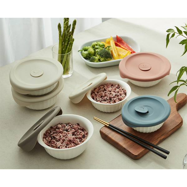 락앤락 바로한끼 도자기 밥용기 4P 전자렌지용 냉동밥보관용기 250ml+250 : 유로키친