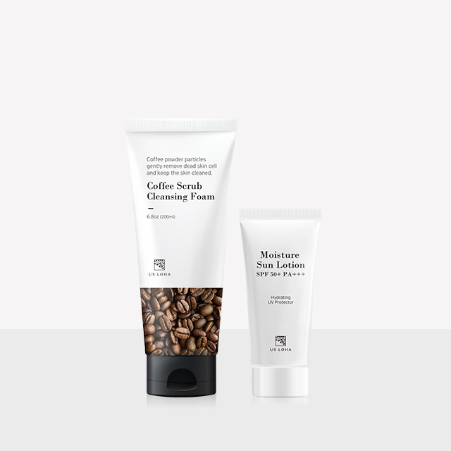 대용량 커피 클렌징폼 200ml & 모이스쳐 썬로션 50ml 세트 : 어스로하