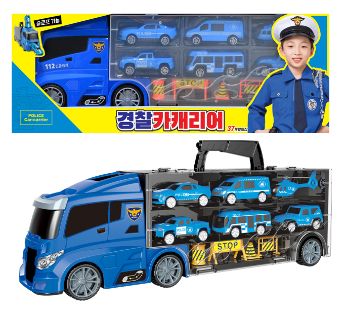씽크 경찰 카캐리어 유아자동차 경찰차 장난감자동차 운반트럭 : 자전거타는장난감