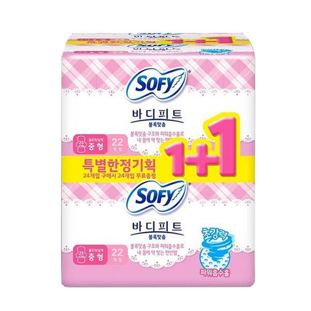 쏘피 바디피트 생리대 중형 44P 소피 볼록맞춤 고분자흡수체 없음 강력 파워흡수홀 : 올바이스토어