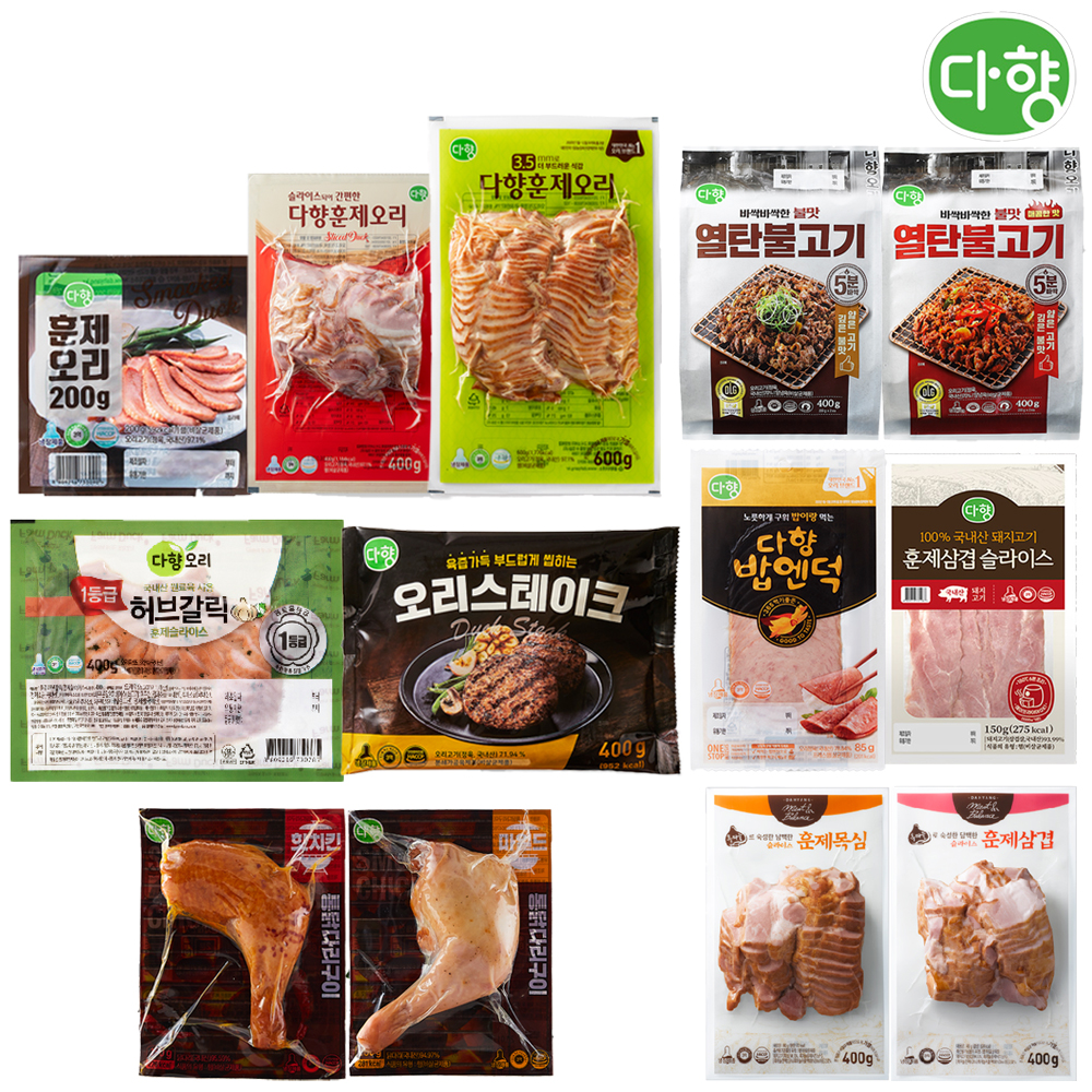 다향 오리 훈제 슬라이스 양념 매운 주물럭 열탄 스테이크 불고기 오리고기 : 청년식품관
