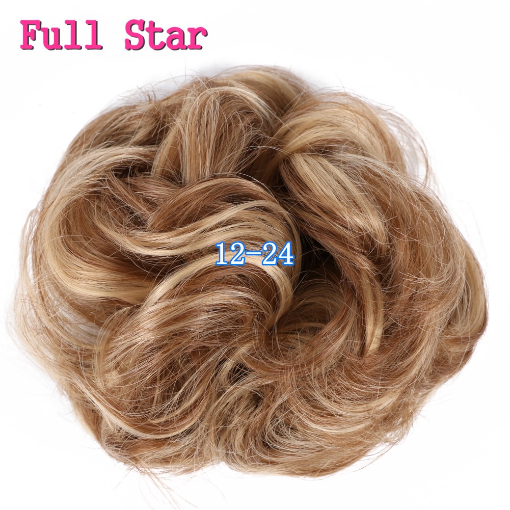 풀 스타 곱슬 헤어 롤빵 Chignon 합성 헤어 도넛 헤어 피스 여성용 합성 랩 곱슬 탄성 Updo 스 크런치_P4/27_8 : -세븐스토어-