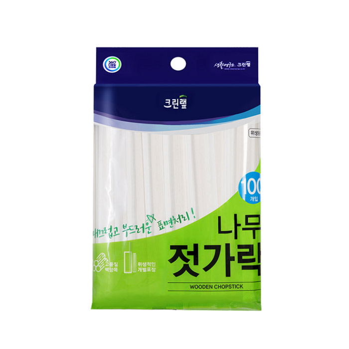 크린랩 나무젓가락 100P 고급나무젓가락 일회용젓가락 크린랲 : 크린리빙