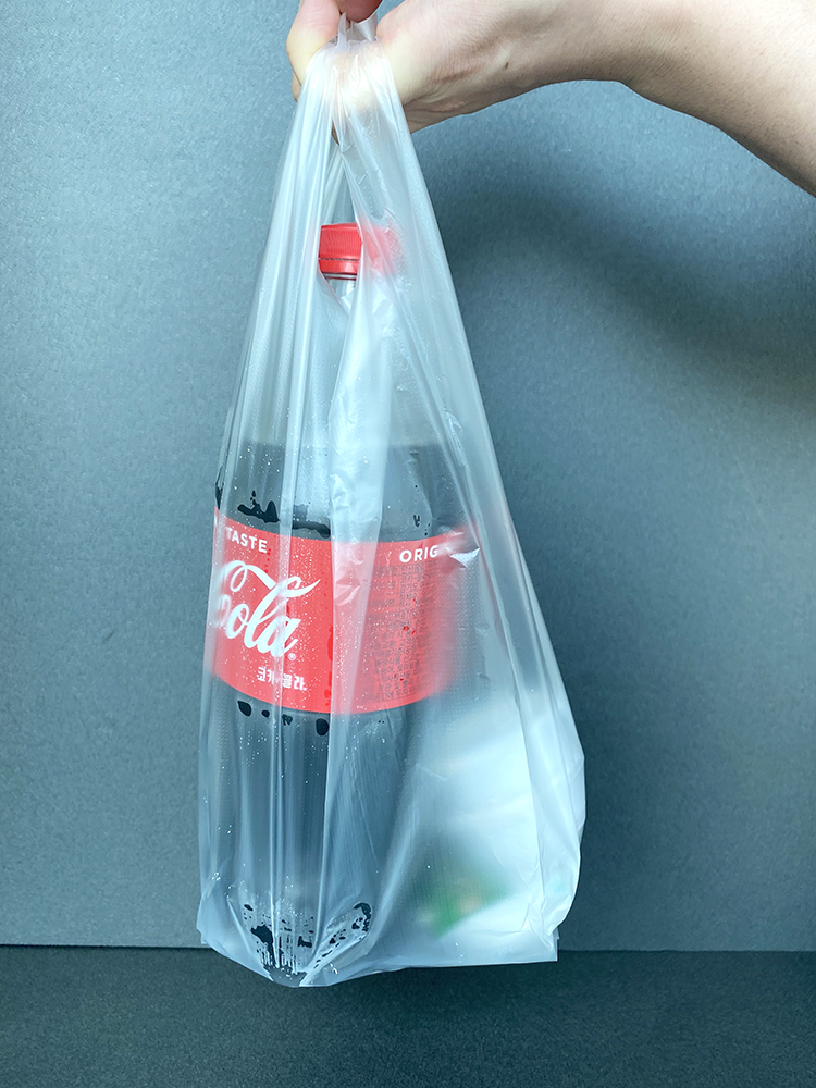 비닐봉투 배달 음료 16x10x47 100매 피자 콜라1.5L 생맥주 제작 포장 : 한성화학