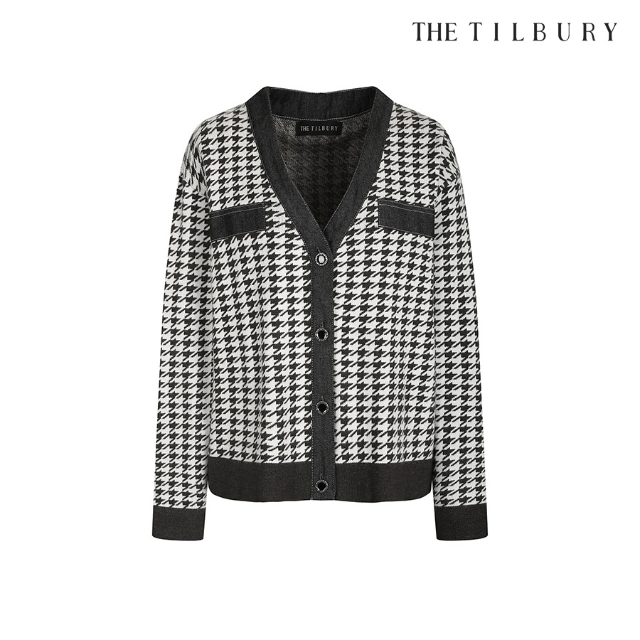 (더틸버리) 데님 배색 하운드 체크 가디건 TL9M1CD02 : THE TILBURY