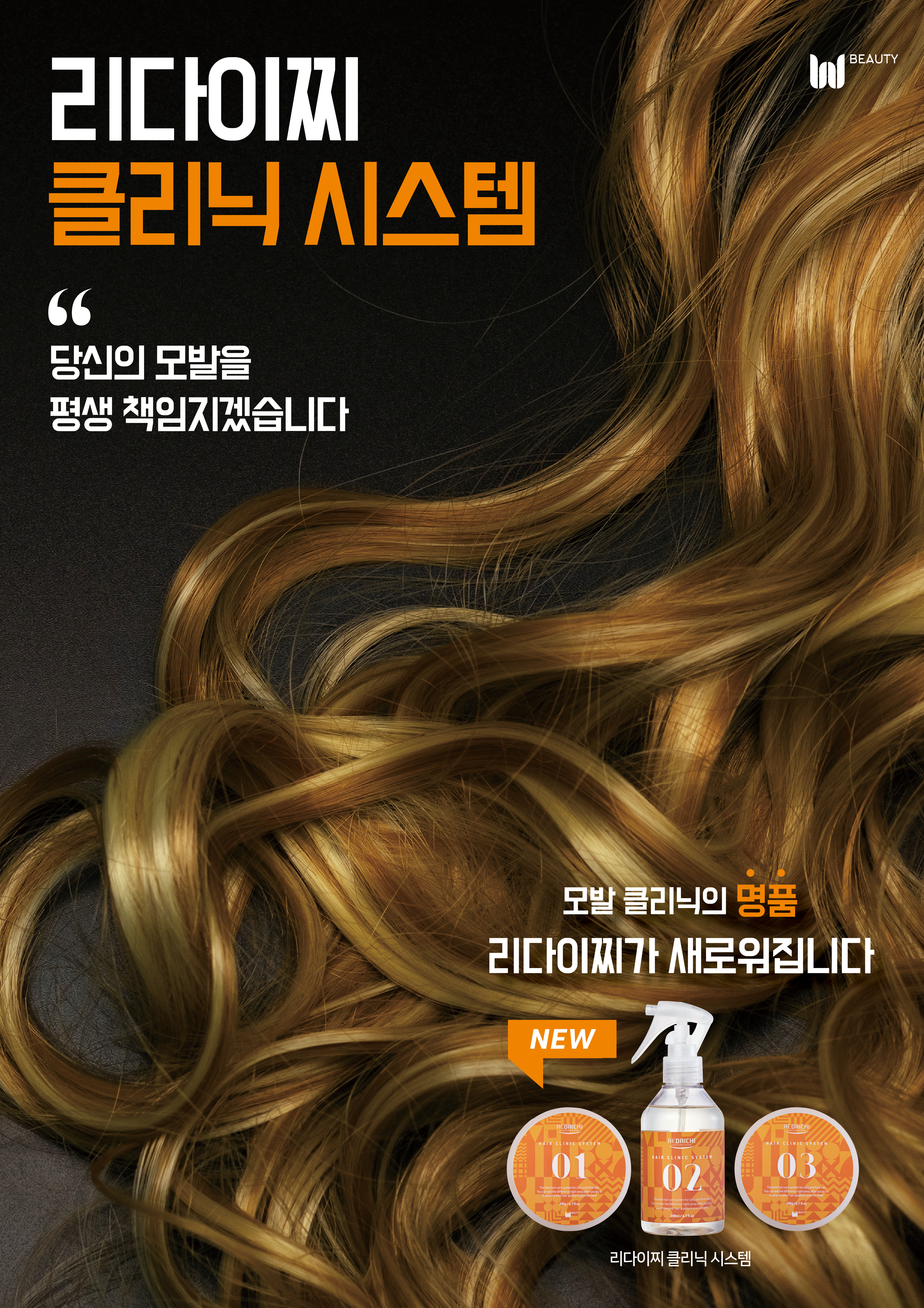 리다이찌 헤어 클리닉 시스템 3단계 / 01번 02번 03번 200ml 각 1개씩 (1세트) 고농축 단백질 클리닉 : 살롱 케어